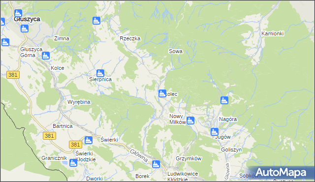 mapa Sokolec gmina Nowa Ruda, Sokolec gmina Nowa Ruda na mapie Targeo