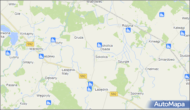 mapa Sokolica gmina Bartoszyce, Sokolica gmina Bartoszyce na mapie Targeo