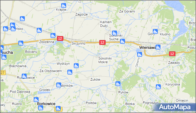 mapa Sokolniki Mokre, Sokolniki Mokre na mapie Targeo