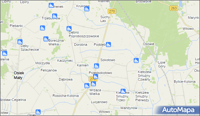 mapa Sokołowo gmina Koło, Sokołowo gmina Koło na mapie Targeo