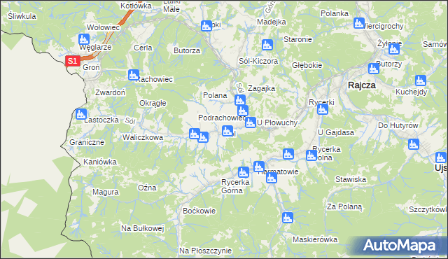 mapa Sól gmina Rajcza, Sól gmina Rajcza na mapie Targeo