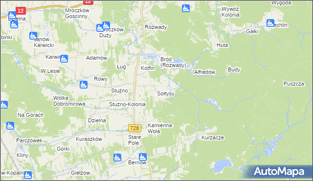 mapa Sołtysy gmina Gielniów, Sołtysy gmina Gielniów na mapie Targeo