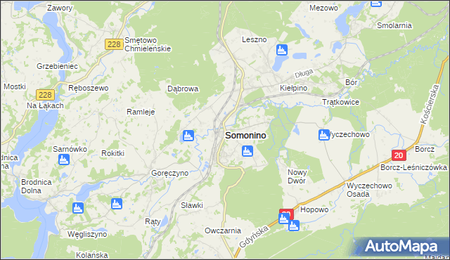mapa Somonino, Somonino na mapie Targeo