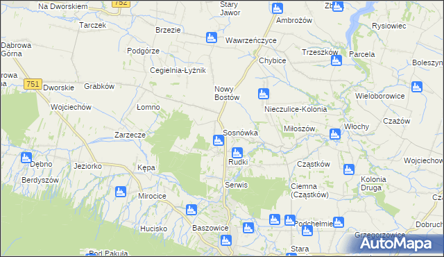mapa Sosnówka gmina Nowa Słupia, Sosnówka gmina Nowa Słupia na mapie Targeo