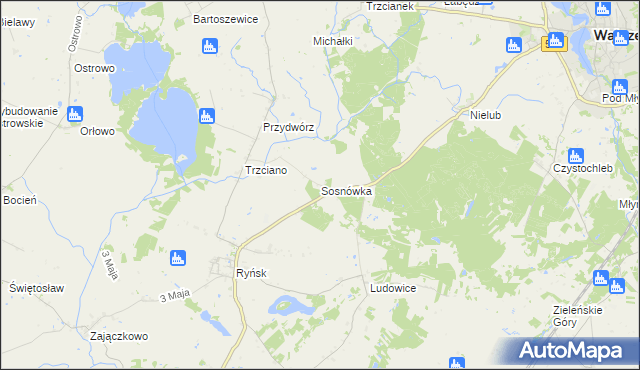 mapa Sosnówka gmina Ryńsk, Sosnówka gmina Ryńsk na mapie Targeo