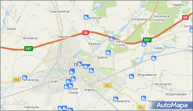 mapa Spalice, Spalice na mapie Targeo