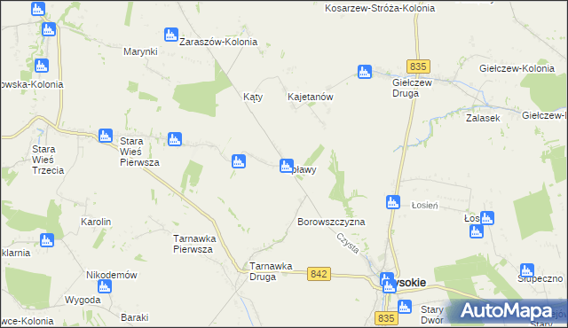 mapa Spławy gmina Wysokie, Spławy gmina Wysokie na mapie Targeo