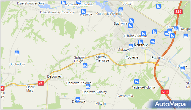 mapa Spławy Pierwsze, Spławy Pierwsze na mapie Targeo