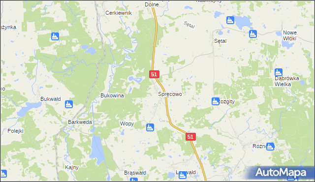 mapa Spręcowo, Spręcowo na mapie Targeo