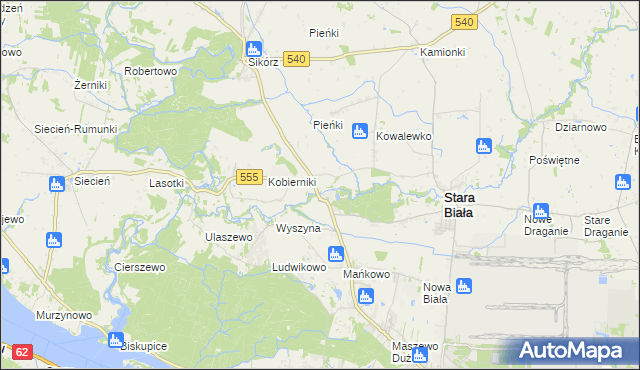 mapa Srebrna gmina Stara Biała, Srebrna gmina Stara Biała na mapie Targeo