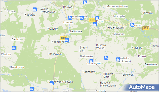 mapa Średni Łan, Średni Łan na mapie Targeo