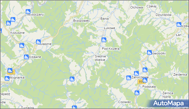 mapa Średnie Wielkie, Średnie Wielkie na mapie Targeo