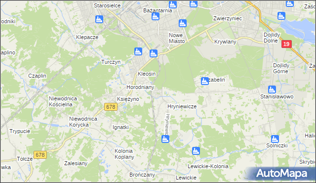 mapa Śródlesie gmina Juchnowiec Kościelny, Śródlesie gmina Juchnowiec Kościelny na mapie Targeo