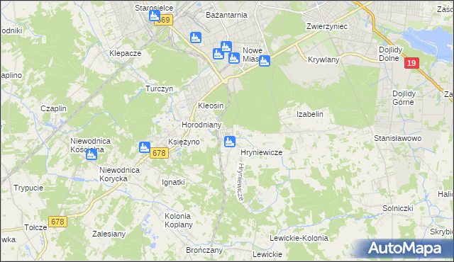 mapa Śródlesie gmina Juchnowiec Kościelny, Śródlesie gmina Juchnowiec Kościelny na mapie Targeo