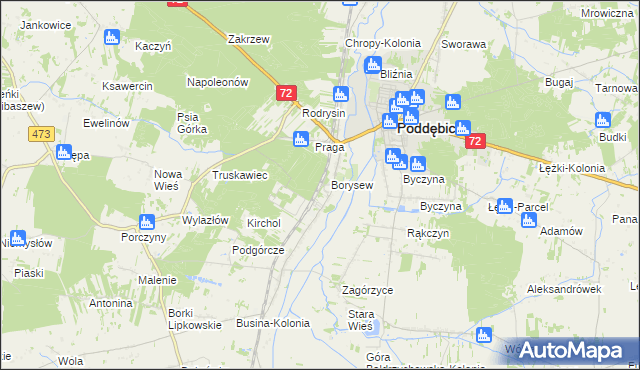 mapa Stacja Poddębice, Stacja Poddębice na mapie Targeo