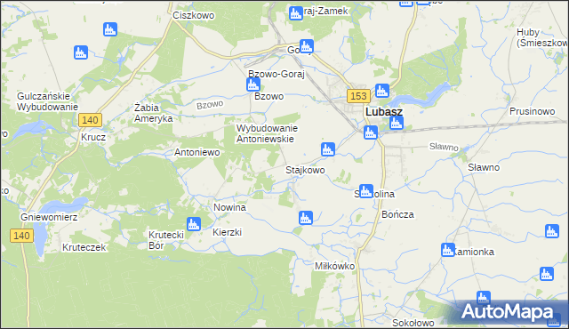 mapa Stajkowo gmina Lubasz, Stajkowo gmina Lubasz na mapie Targeo