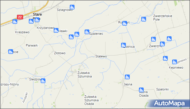 mapa Stalewo, Stalewo na mapie Targeo