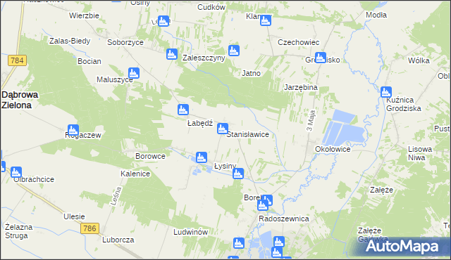 mapa Stanisławice gmina Koniecpol, Stanisławice gmina Koniecpol na mapie Targeo