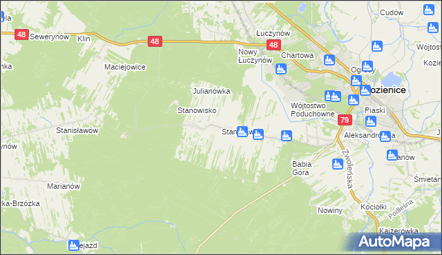 mapa Stanisławice gmina Kozienice, Stanisławice gmina Kozienice na mapie Targeo