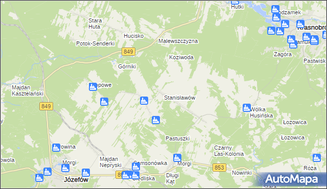 mapa Stanisławów gmina Józefów, Stanisławów gmina Józefów na mapie Targeo