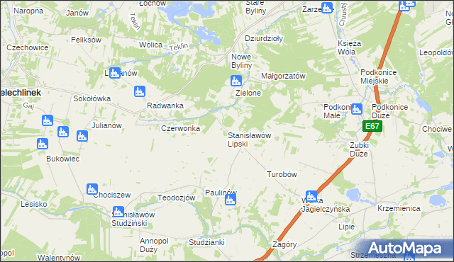 mapa Stanisławów Lipski, Stanisławów Lipski na mapie Targeo