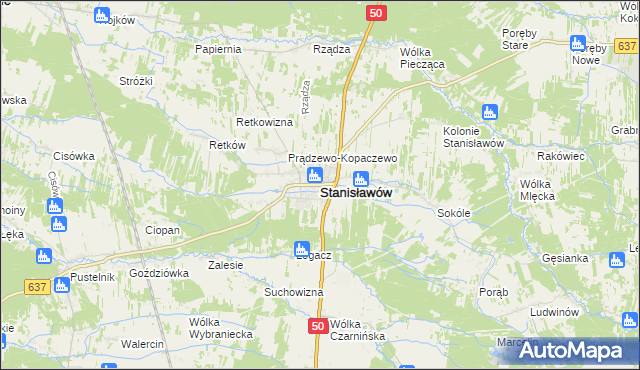 mapa Stanisławów powiat miński, Stanisławów powiat miński na mapie Targeo