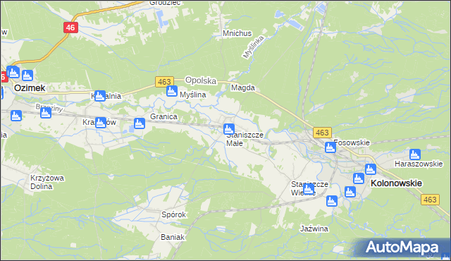 mapa Staniszcze Małe, Staniszcze Małe na mapie Targeo