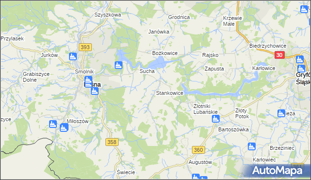 mapa Stankowice, Stankowice na mapie Targeo