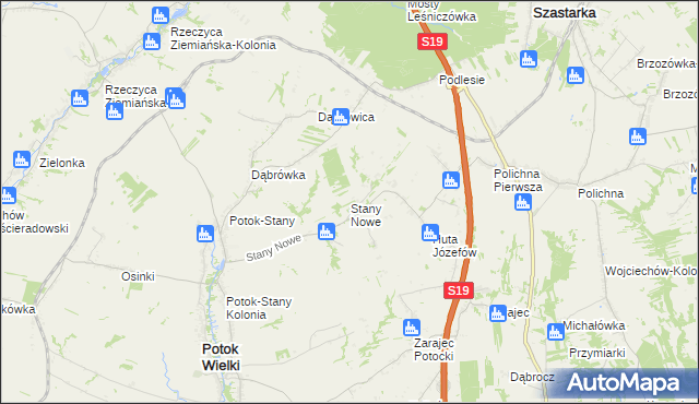 mapa Stany Nowe, Stany Nowe na mapie Targeo