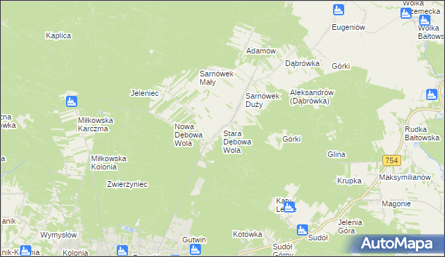 mapa Stara Dębowa Wola, Stara Dębowa Wola na mapie Targeo