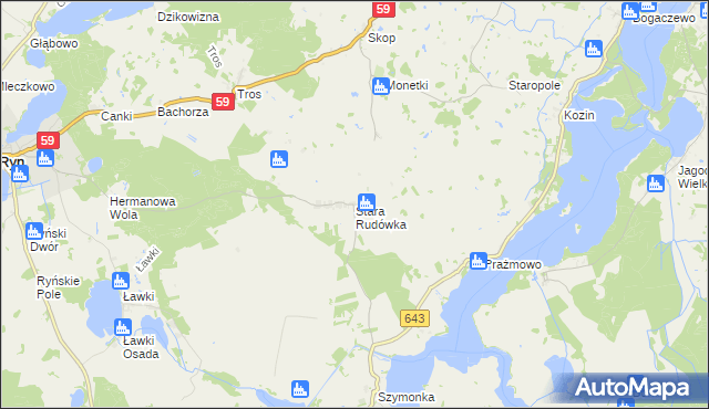 mapa Stara Rudówka, Stara Rudówka na mapie Targeo