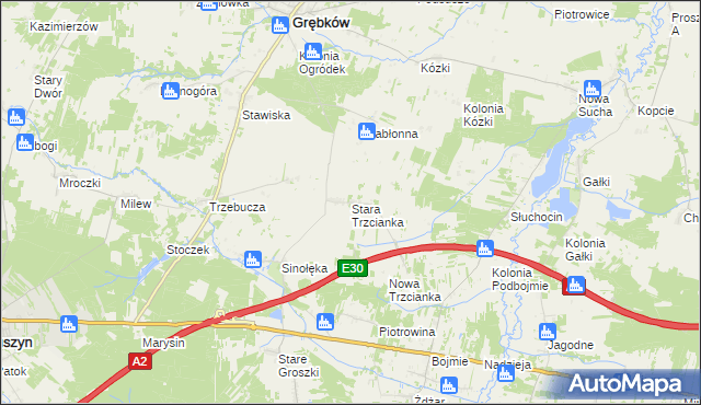 mapa Stara Trzcianka, Stara Trzcianka na mapie Targeo