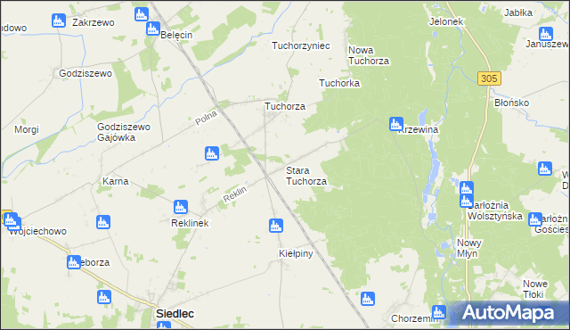 mapa Stara Tuchorza, Stara Tuchorza na mapie Targeo