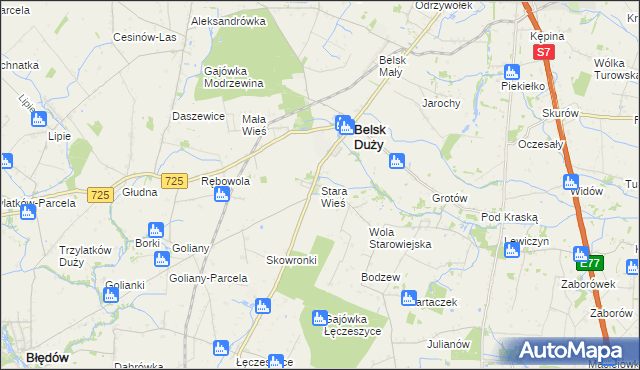 mapa Stara Wieś gmina Belsk Duży, Stara Wieś gmina Belsk Duży na mapie Targeo