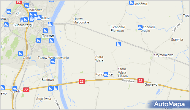 mapa Stara Wisła, Stara Wisła na mapie Targeo