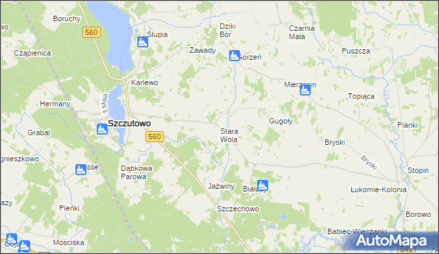 mapa Stara Wola gmina Szczutowo, Stara Wola gmina Szczutowo na mapie Targeo