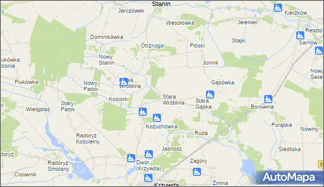 mapa Stara Wróblina, Stara Wróblina na mapie Targeo