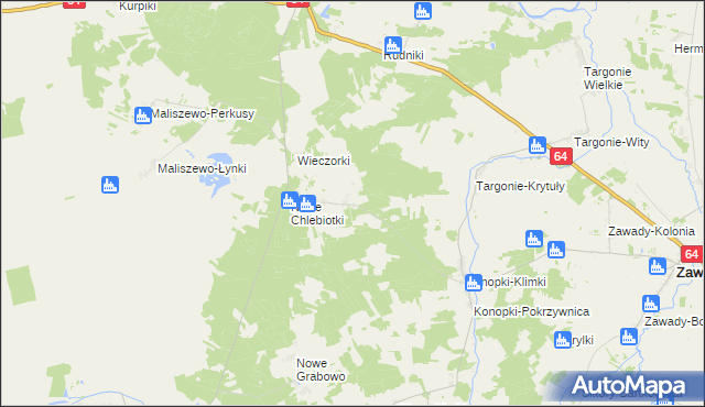 mapa Stare Chlebiotki, Stare Chlebiotki na mapie Targeo