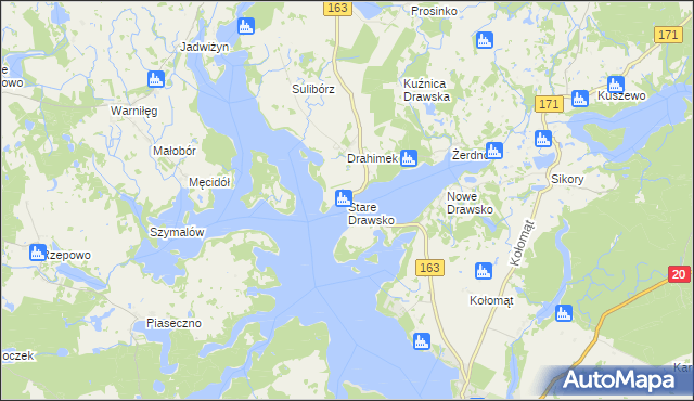 mapa Stare Drawsko, Stare Drawsko na mapie Targeo