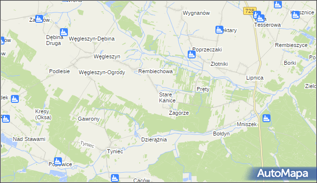 mapa Stare Kanice, Stare Kanice na mapie Targeo