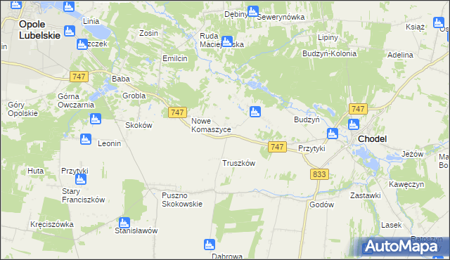 mapa Stare Komaszyce, Stare Komaszyce na mapie Targeo
