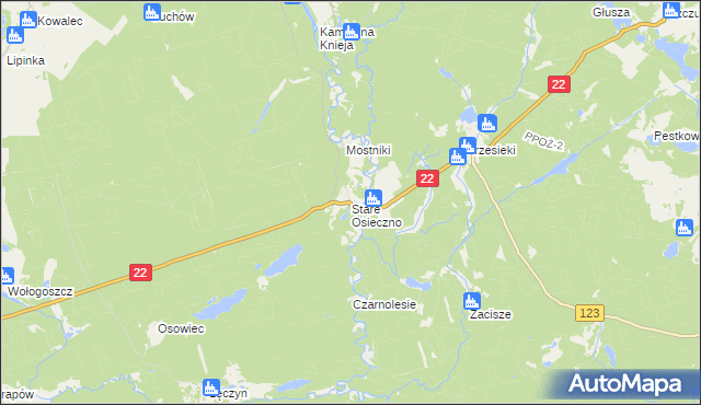 mapa Stare Osieczno, Stare Osieczno na mapie Targeo