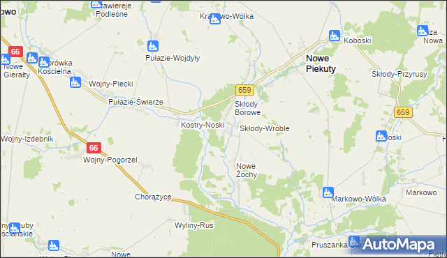 mapa Stare Żochy, Stare Żochy na mapie Targeo