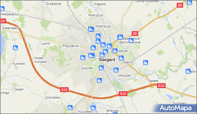 mapa Stargard, Stargard na mapie Targeo