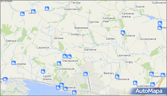 mapa Starowice gmina Otmuchów, Starowice gmina Otmuchów na mapie Targeo