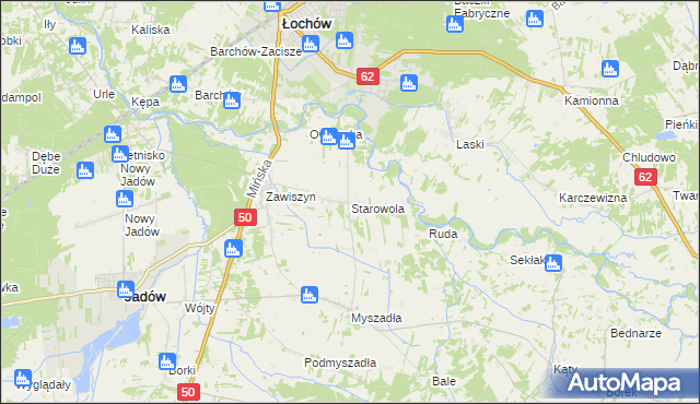 mapa Starowola gmina Jadów, Starowola gmina Jadów na mapie Targeo