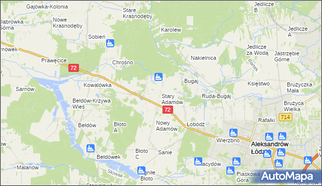 mapa Stary Adamów gmina Aleksandrów Łódzki, Stary Adamów gmina Aleksandrów Łódzki na mapie Targeo