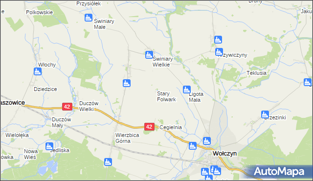 mapa Stary Folwark gmina Wołczyn, Stary Folwark gmina Wołczyn na mapie Targeo