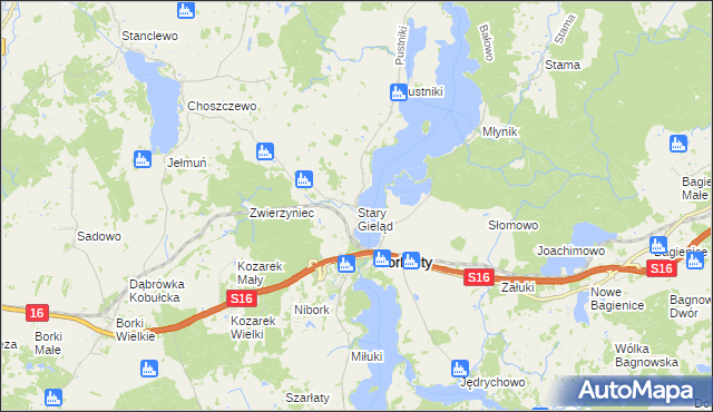 mapa Stary Gieląd, Stary Gieląd na mapie Targeo