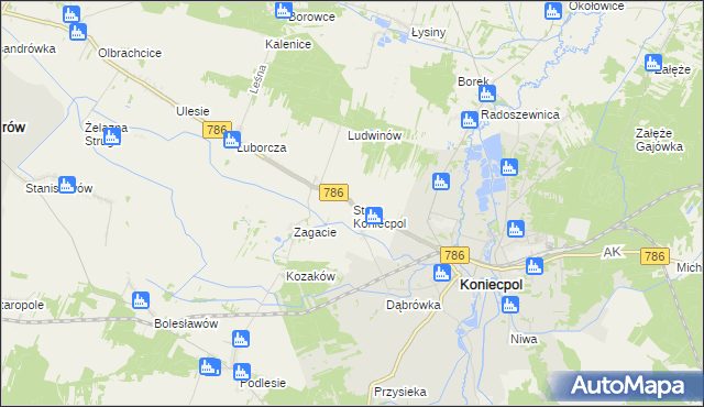 mapa Stary Koniecpol, Stary Koniecpol na mapie Targeo